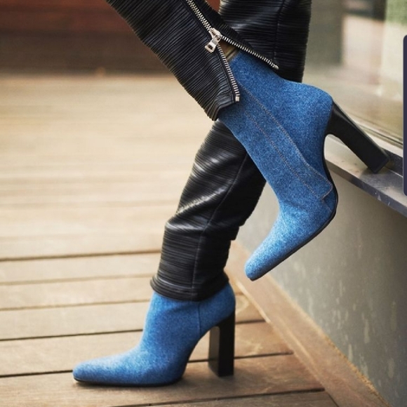 Balenciaga Denim Heel Ankle Boots Sz 6.5 - Picture 2 of 8